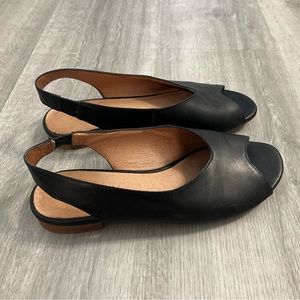 Madewell Peep toe sling back flat shoes in black